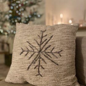 silver snowflake woven cushion
