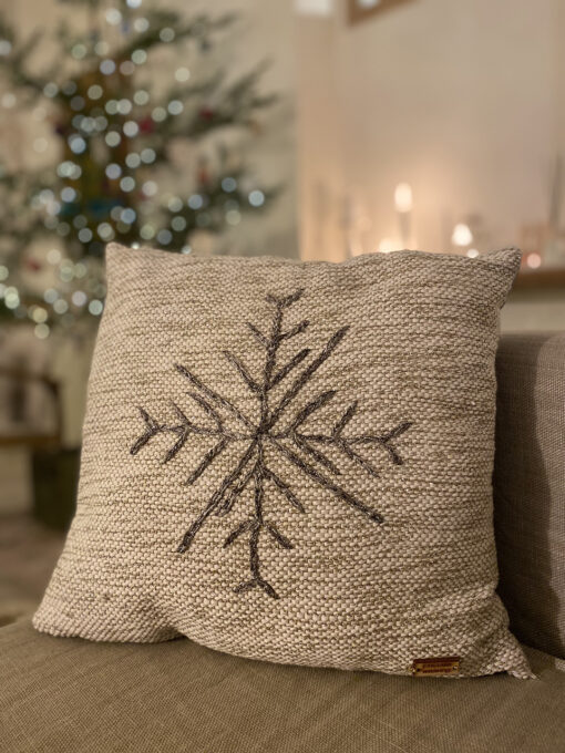 silver snowflake woven cushion
