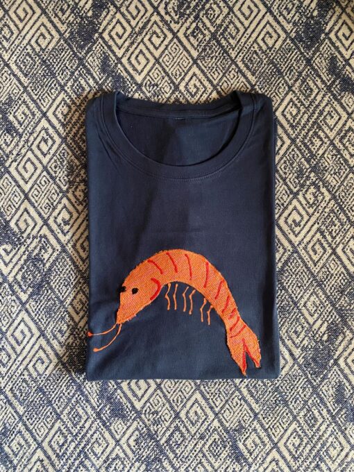 shrimp t-shirt blue