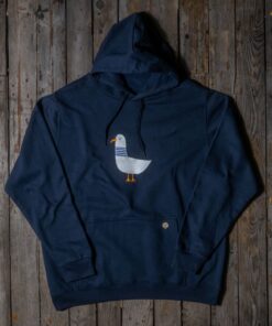 χειροποίητο μπλε φούτερ με γλάρο από υφαντό σχέδιο